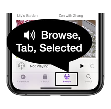 5. Screen Reader Integration Phone screenshot with speech bubble indicating voiceover success