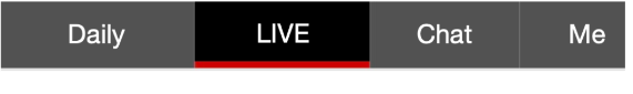 Segmented Controls (same tint color) List of four terms having one underlined with a darker background to indicate selection